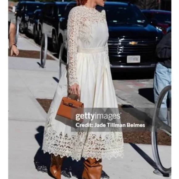 BEST Ulla Johnson Palermo Lace Maxi Dress Gown Pearl Cream Ivory Party Cocktail - Picture 3 of 15